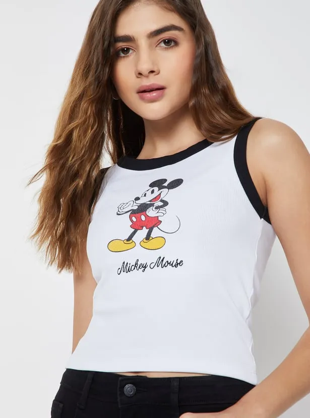 Women Mickey Mouse Printed Tank Top